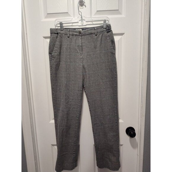 L.L. Bean Pants Womens Size 8 REG Gray Plaid Lined Classic‎ Fit Straight Leg - Picture 1 of 9